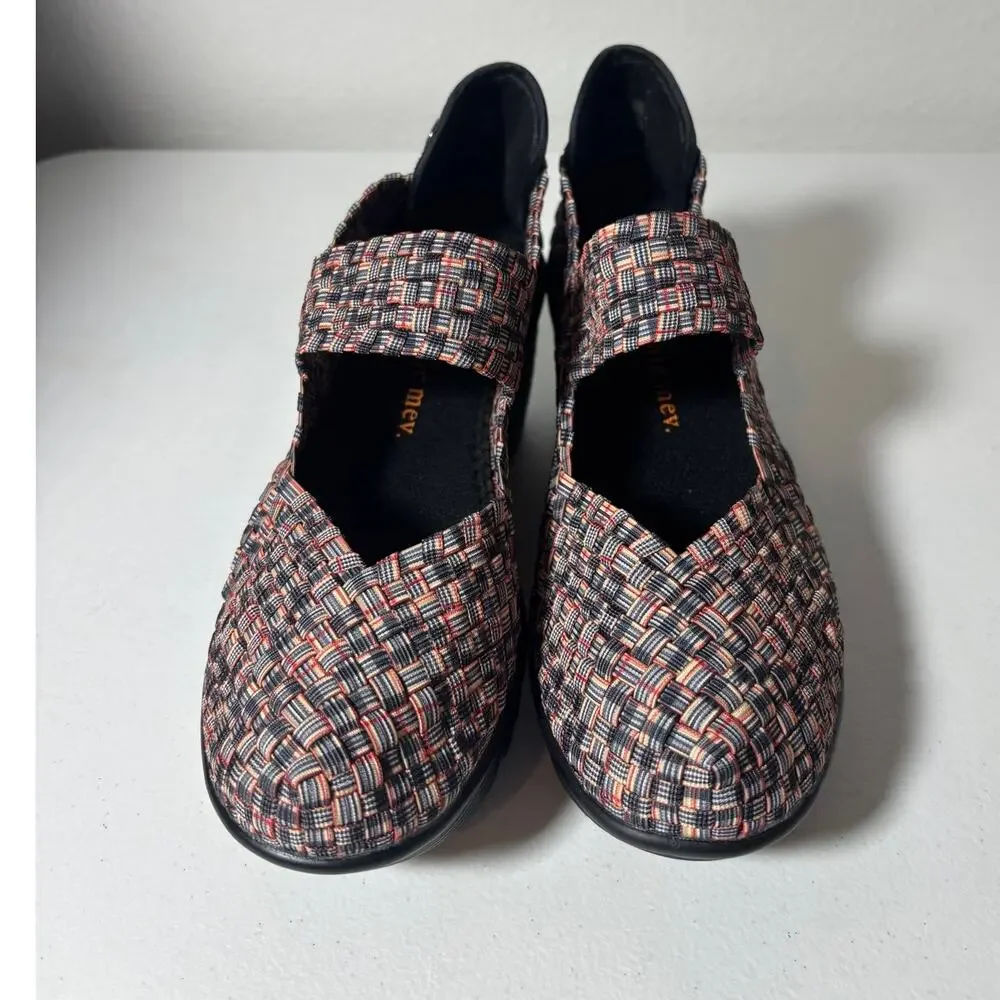 Bernie Mev NWOT Size 6 (EU 37) Lulia Mary Jane Wedge Heels Woven Multicolor